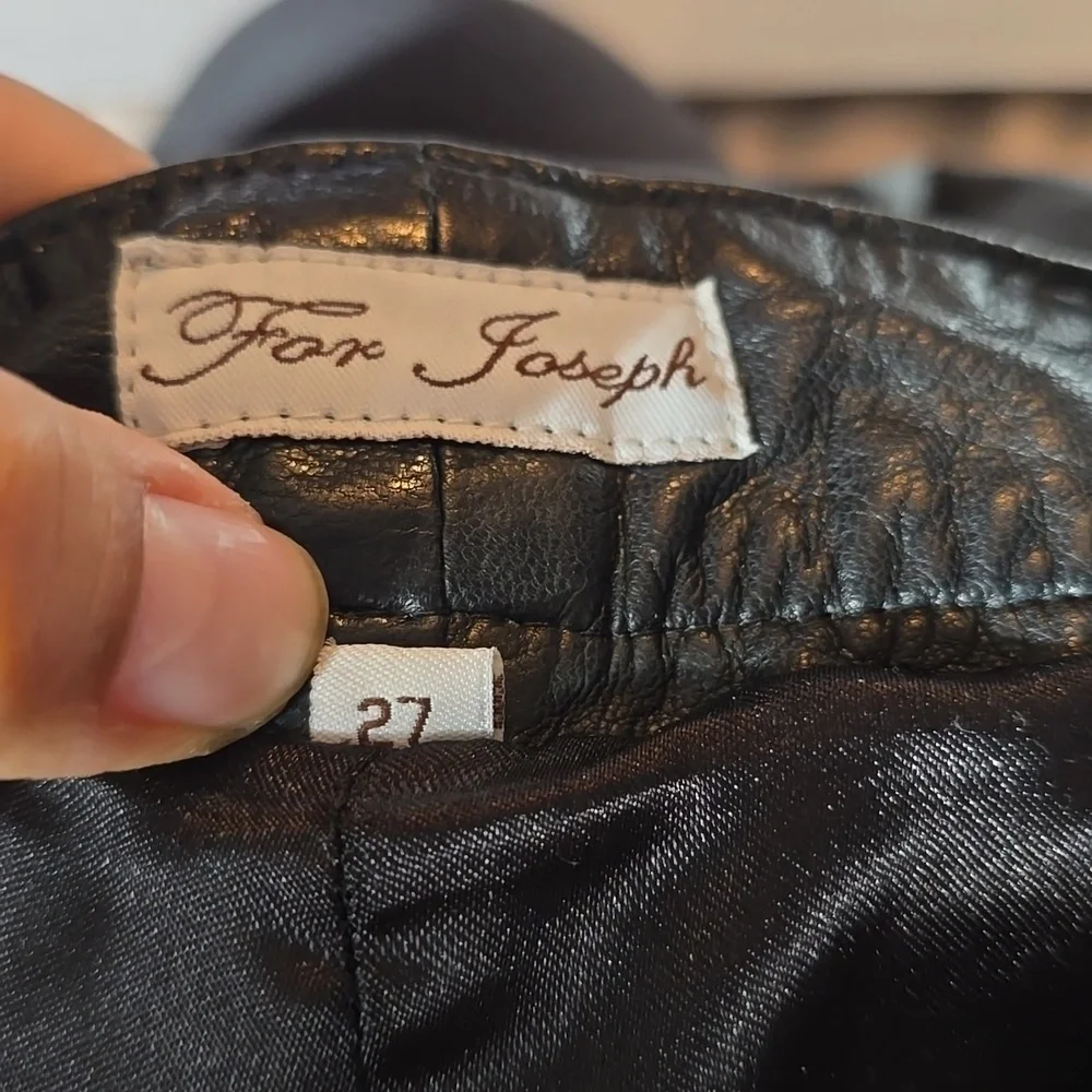 For Joseph Buttery Soft Black Leather Slim Tapered Biker Pants Womens 27